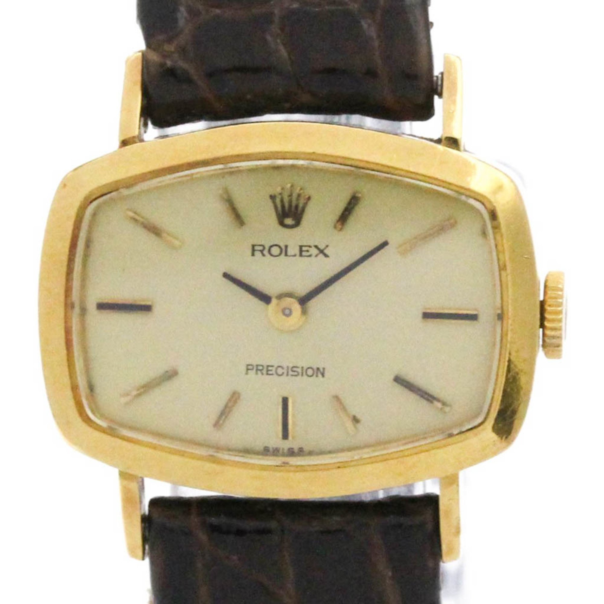 rolex cellini 2647 18k gold leather handwinding ladies watch vintage